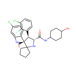 O=C(NC1CCC(O)CC1)[C@@H]1NC2(CCCC2)[C@@]2(C(=O)Nc3cc(Cl)ccc32)[C@H]1c1cccc(Cl)c1F ZINC000169700234