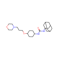 O=C(NC1CCC(OCCCN2CCOCC2)CC1)NC12CC3CC(CC(C3)C1)C2 ZINC000028712058