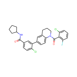 O=C(NC1CCCC1)c1ccc(Cl)c(-c2ccc3c(c2)CCCN3C(=O)c2c(F)cccc2Cl)c1 ZINC000211190467