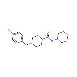 O=C(NC1CCCCC1)C1CCN(Cc2ccc(Cl)cc2)CC1 ZINC000019913530