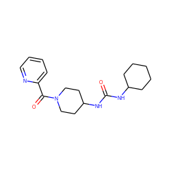 O=C(NC1CCCCC1)NC1CCN(C(=O)c2ccccn2)CC1 ZINC000055408304