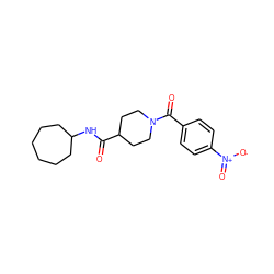O=C(NC1CCCCCC1)C1CCN(C(=O)c2ccc([N+](=O)[O-])cc2)CC1 ZINC000073197646