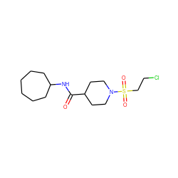 O=C(NC1CCCCCC1)C1CCN(S(=O)(=O)CCCl)CC1 ZINC000073223448