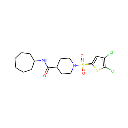 O=C(NC1CCCCCC1)C1CCN(S(=O)(=O)c2cc(Cl)c(Cl)s2)CC1 ZINC000073224065