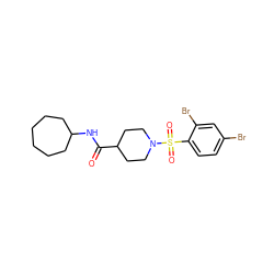 O=C(NC1CCCCCC1)C1CCN(S(=O)(=O)c2ccc(Br)cc2Br)CC1 ZINC000073222052