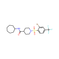 O=C(NC1CCCCCC1)C1CCN(S(=O)(=O)c2ccc(C(F)(F)F)cc2Br)CC1 ZINC000073222055