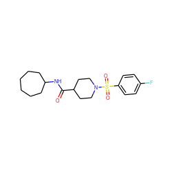 O=C(NC1CCCCCC1)C1CCN(S(=O)(=O)c2ccc(F)cc2)CC1 ZINC000002497559