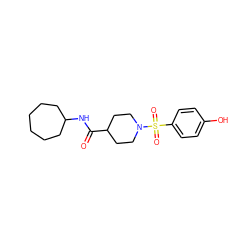 O=C(NC1CCCCCC1)C1CCN(S(=O)(=O)c2ccc(O)cc2)CC1 ZINC000082158109