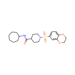 O=C(NC1CCCCCC1)C1CCN(S(=O)(=O)c2ccc3c(c2)OCCO3)CC1 ZINC000015617555