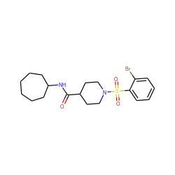O=C(NC1CCCCCC1)C1CCN(S(=O)(=O)c2ccccc2Br)CC1 ZINC000073221555