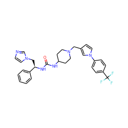 O=C(NC1CCN(Cc2ccn(-c3ccc(C(F)(F)F)cc3)c2)CC1)N[C@H](Cn1ccnc1)c1ccccc1 ZINC000043062447