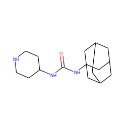 O=C(NC1CCNCC1)NC12CC3CC(CC(C3)C1)C2 ZINC000004935067