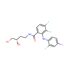 O=C(NCC[C@H](O)CO)c1ccc(F)c(F)c1Nc1ccc(I)cc1F ZINC000095563542