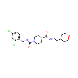 O=C(NCCC1CCOCC1)C1CCN(C(=O)NCc2ccc(Cl)cc2Cl)CC1 ZINC000045339914