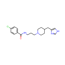 O=C(NCCCN1CCC(Cc2c[nH]cn2)CC1)c1ccc(Cl)cc1 ZINC000028563517