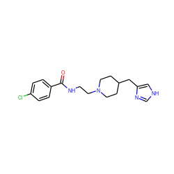 O=C(NCCN1CCC(Cc2c[nH]cn2)CC1)c1ccc(Cl)cc1 ZINC000028563505
