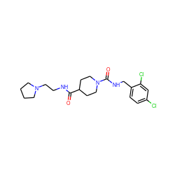 O=C(NCCN1CCCC1)C1CCN(C(=O)NCc2ccc(Cl)cc2Cl)CC1 ZINC000045338278