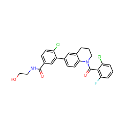O=C(NCCO)c1ccc(Cl)c(-c2ccc3c(c2)CCCN3C(=O)c2c(F)cccc2Cl)c1 ZINC000211182253