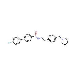 O=C(NCCc1ccc(CN2CCCC2)cc1)c1ccc(-c2ccc(F)cc2)cc1 ZINC000146410299