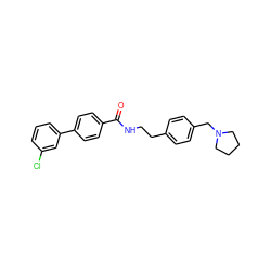 O=C(NCCc1ccc(CN2CCCC2)cc1)c1ccc(-c2cccc(Cl)c2)cc1 ZINC000203209033