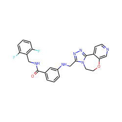 O=C(NCc1c(F)cccc1F)c1cccc(NCc2nnc3n2CCOc2cnccc2-3)c1 ZINC001772650666