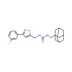 O=C(NCc1cc(-c2cccc(F)c2)no1)NCC12CC3CC(CC(C3)C1)C2 ZINC000473154630