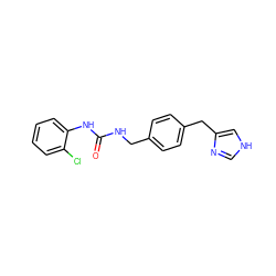 O=C(NCc1ccc(Cc2c[nH]cn2)cc1)Nc1ccccc1Cl ZINC000013439932