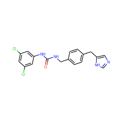 O=C(NCc1ccc(Cc2cnc[nH]2)cc1)Nc1cc(Cl)cc(Cl)c1 ZINC000004821673