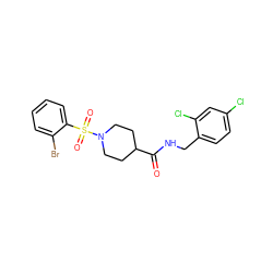 O=C(NCc1ccc(Cl)cc1Cl)C1CCN(S(=O)(=O)c2ccccc2Br)CC1 ZINC000040896478