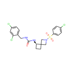O=C(NCc1ccc(Cl)cc1Cl)N[C@@H]1CCC12CN(S(=O)(=O)c1ccc(Cl)cc1)C2 ZINC000205434889