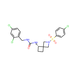 O=C(NCc1ccc(Cl)cc1Cl)N[C@H]1CCC12CN(S(=O)(=O)c1ccc(Cl)cc1)C2 ZINC000205434908