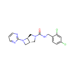 O=C(NCc1ccc(Cl)cc1Cl)N1C[C@@H]2CN(c3ncccn3)[C@H]2C1 ZINC000205435048