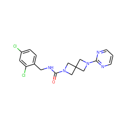 O=C(NCc1ccc(Cl)cc1Cl)N1CC2(C1)CN(c1ncccn1)C2 ZINC000205431628