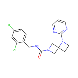 O=C(NCc1ccc(Cl)cc1Cl)N1CC2(CCN2c2ncccn2)C1 ZINC000205431701