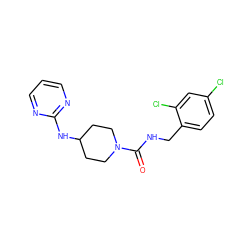 O=C(NCc1ccc(Cl)cc1Cl)N1CCC(Nc2ncccn2)CC1 ZINC000045339333