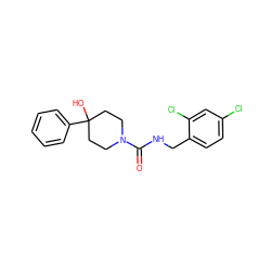 O=C(NCc1ccc(Cl)cc1Cl)N1CCC(O)(c2ccccc2)CC1 ZINC000045349224