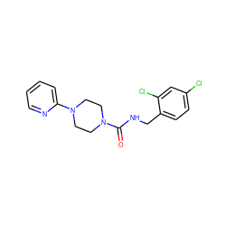 O=C(NCc1ccc(Cl)cc1Cl)N1CCN(c2ccccn2)CC1 ZINC000045386629