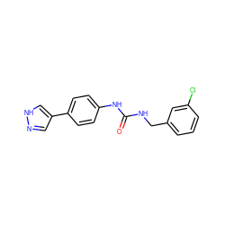 O=C(NCc1cccc(Cl)c1)Nc1ccc(-c2cn[nH]c2)cc1 ZINC000145213697