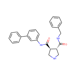 O=C(NCc1ccccc1)[C@@H]1CNC[C@H]1C(=O)Nc1cccc(-c2ccccc2)c1 ZINC000084728485