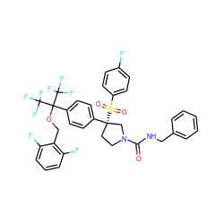 O=C(NCc1ccccc1)N1CC[C@](c2ccc(C(OCc3c(F)cccc3F)(C(F)(F)F)C(F)(F)F)cc2)(S(=O)(=O)c2ccc(F)cc2)C1 ZINC001772582616