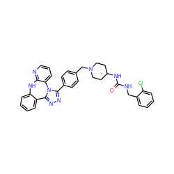 O=C(NCc1ccccc1Cl)NC1CCN(Cc2ccc(-c3nnc4n3-c3cccnc3Nc3ccccc3-4)cc2)CC1 ZINC000096174106
