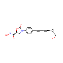 O=C(NO)[C@@H]1CN(c2ccc(C#CC#C[C@H]3C[C@@H]3CO)cc2)C(=O)O1 ZINC000653827680
