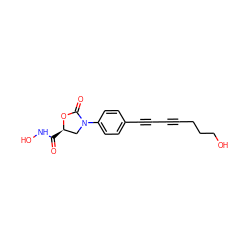 O=C(NO)[C@@H]1CN(c2ccc(C#CC#CCCCO)cc2)C(=O)O1 ZINC000653827652