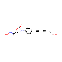 O=C(NO)[C@@H]1CN(c2ccc(C#CC#CCCO)cc2)C(=O)O1 ZINC000653825430