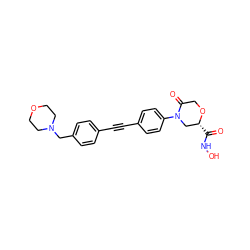 O=C(NO)[C@@H]1CN(c2ccc(C#Cc3ccc(CN4CCOCC4)cc3)cc2)C(=O)CO1 ZINC000653825401