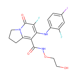 O=C(NOCCO)c1c(Nc2ccc(I)cc2F)c(F)c(=O)n2c1CCC2 ZINC000043205683