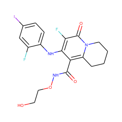 O=C(NOCCO)c1c(Nc2ccc(I)cc2F)c(F)c(=O)n2c1CCCC2 ZINC000043205684