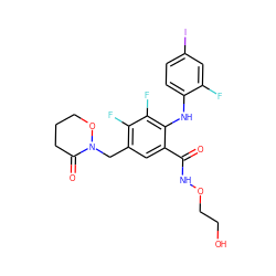 O=C(NOCCO)c1cc(CN2OCCCC2=O)c(F)c(F)c1Nc1ccc(I)cc1F ZINC000043103796