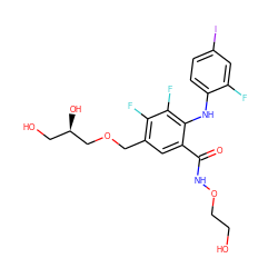O=C(NOCCO)c1cc(COC[C@H](O)CO)c(F)c(F)c1Nc1ccc(I)cc1F ZINC000096175808