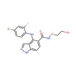 O=C(NOCCO)c1ccc2[nH]ncc2c1Nc1ccc(Br)cc1F ZINC000084739962
